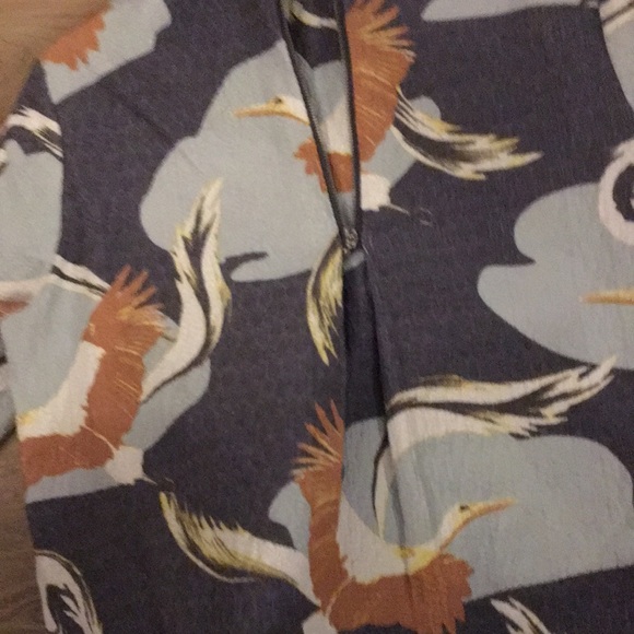 H & M LIMITED COLLECTION EUC TEXTURED CRANE PRINT SHIFT SHIRT SIZE 14 - Picture 5 of 9